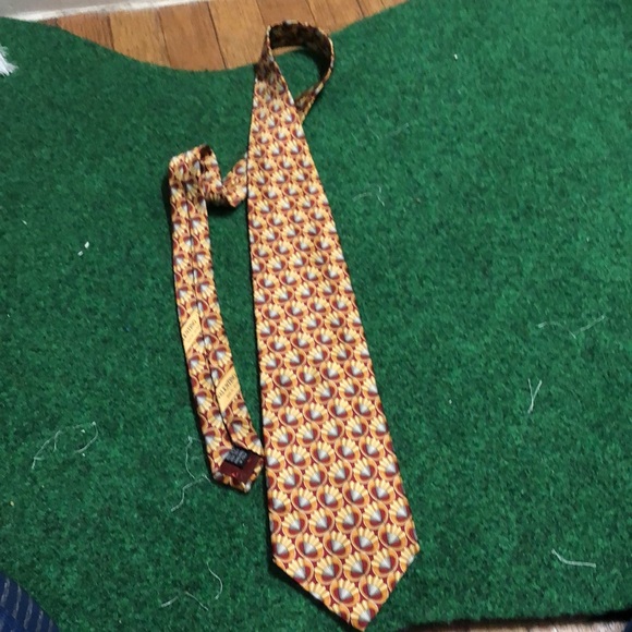 Valentino Other - Valentino Burgundy Red & ￼Gold Fleur-de-lis￼￼ pattern 100% Silk NECK TIE